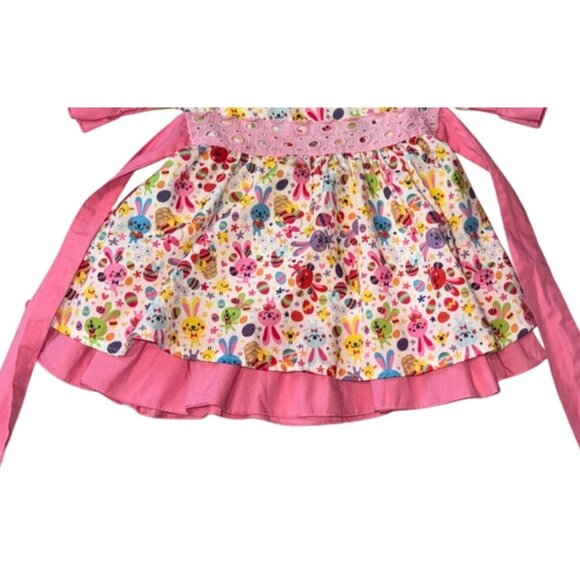 Baby Girls Floral Easter Bunny Dress Ruffled Sleeves Back Bow Ties 80cm 12-18M - Picture 4 of 9